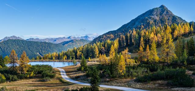 Peaceful autumn Alps mountain view